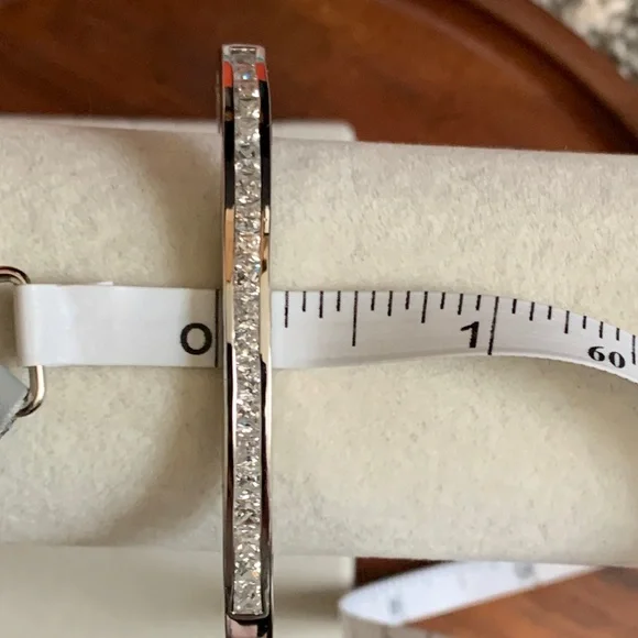 Silver tone rhinestone hinge bracelet - Picture 5 of 8